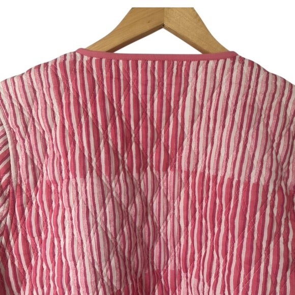 Roller Rabbit Checkboard Stripe Marni Pink Cropped Quilted Cotton Jacket L - Picture 11 of 16